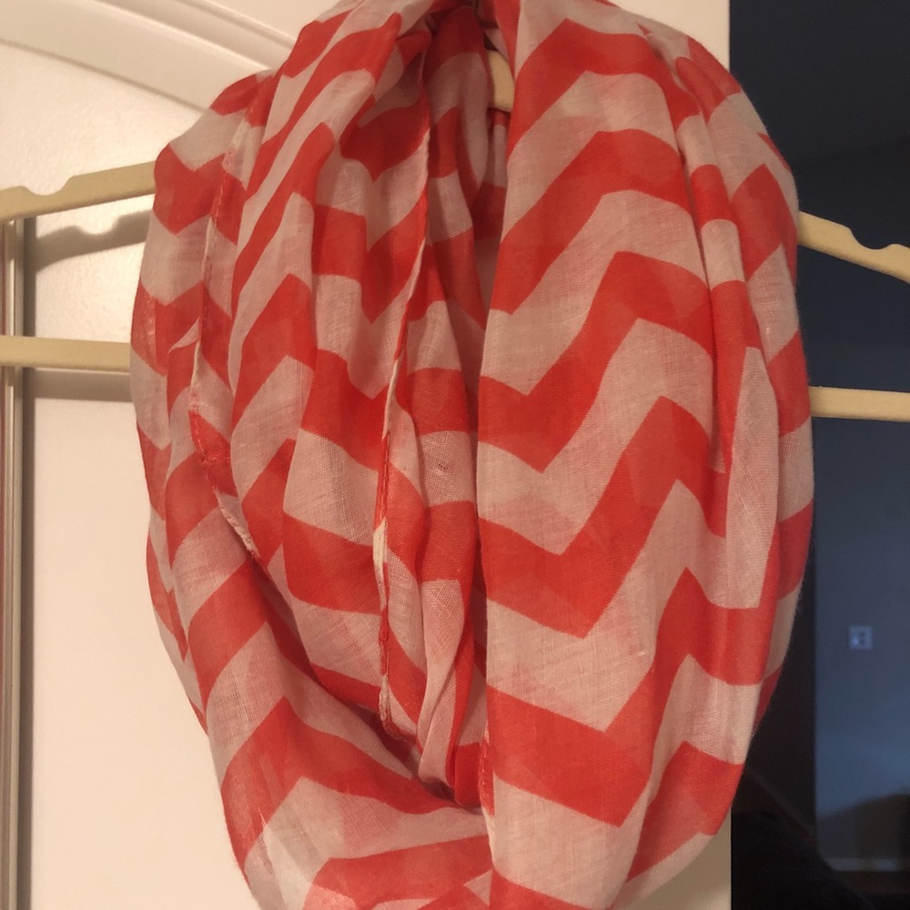Coral chevron infinity scarf